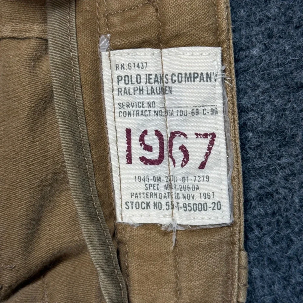 Polo Jeans Co Ralph Lauren Military Surplus Shorts 34 Tan Cargo Y2K Mens Vintage